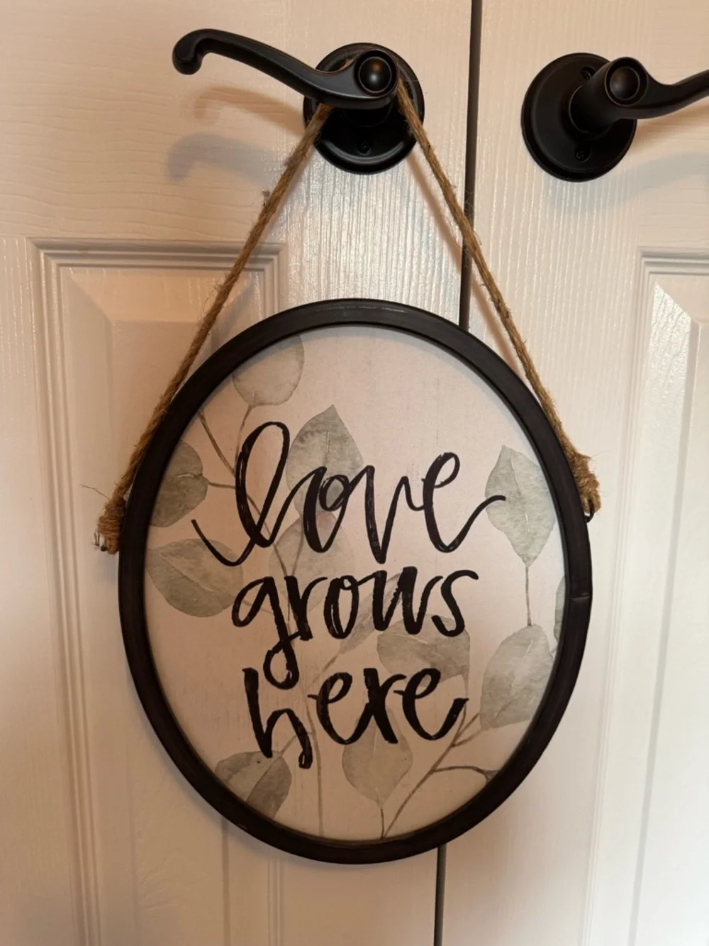 Love Grows Here Wall Hanging - Dark Brown Frame